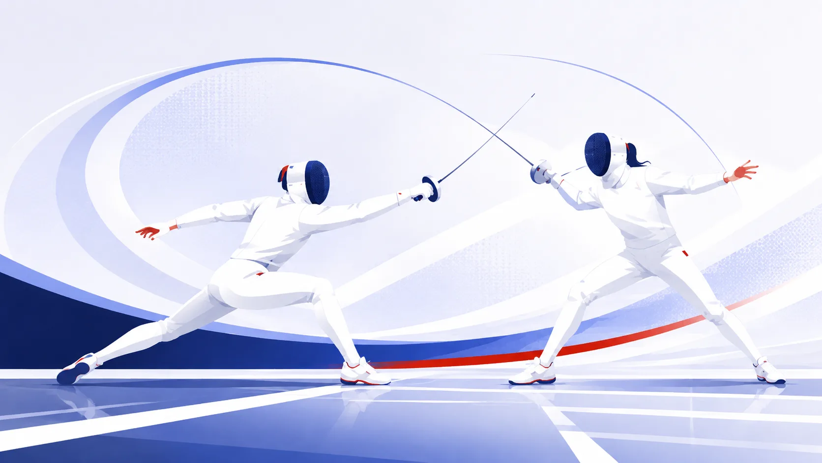 Illustration : deux tireurs en assaut sur la piste