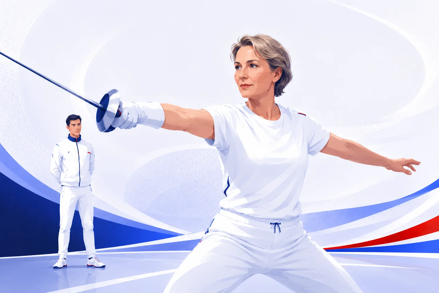 Illustration : pratiquante en séance sport-santé, geste ample